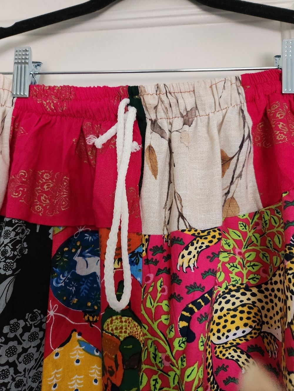 Boho Patchwork Drawstring Pants - Multicolor - Picture 6 of 11